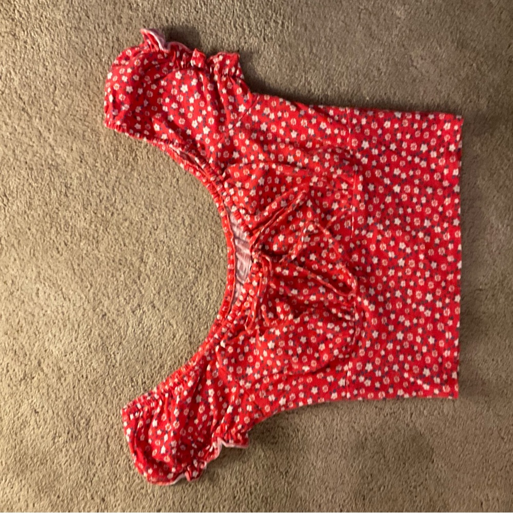 SO Vibrant Red Floral Top